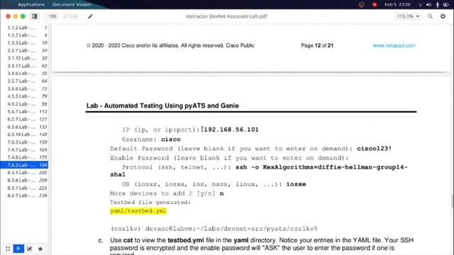 Lab-7.6.3 Automated Testing Using pyATS and Genie смотреть онлайн