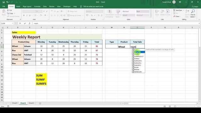 HOW TO USE SUM FUNCTIONS IN MS-Excel? #SUM #AUTOSUM #SUMIF #SUMIFS смотреть онлайн