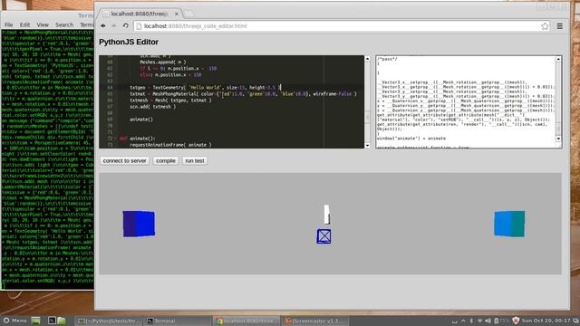 PythonJS with THREE.js editor prototype смотреть онлайн