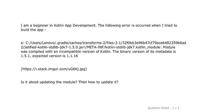 Android : "Module was compiled with an incompatible version of Kotlin. The binary version of its me смотреть онлайн