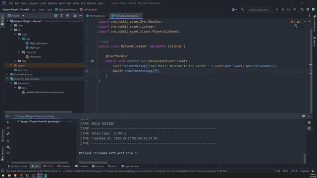 Minecraft Plugin Tutorial - Handling Events смотреть онлайн