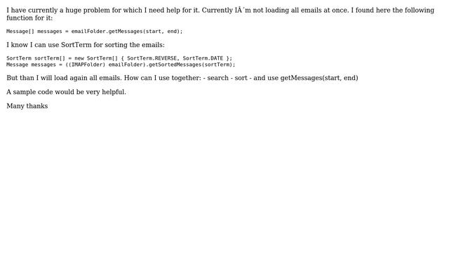 Java Mail - search and sort for reduced amount of emails together смотреть онлайн
