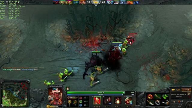 Xeon E5450 3.0 Ghz + GTX 750ti 2Gb. FPS in DOTA 2 смотреть онлайн