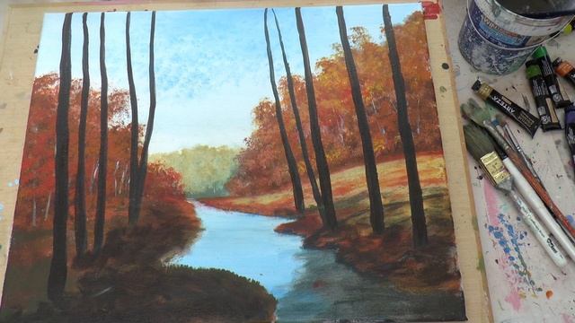 Осень акрилом. Autumn in acrylic. смотреть онлайн
