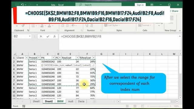 How to use CHOOSE function with DROP DOWN List in excel, work mode presentation with example смотреть онлайн