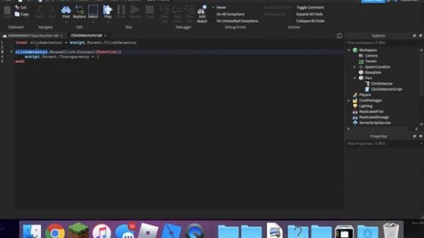 How To Use A Click Detector Script -- Roblox Studio