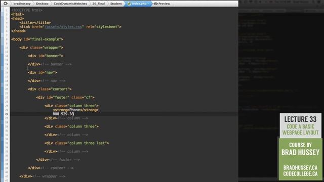 Basic Layout [#33] Code Dynamic Websites with PHP смотреть онлайн
