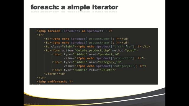PHP foreach loops смотреть онлайн