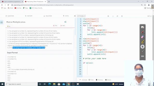 Matrix multiplication | Module : Basics of programming | In Hindi | Python | Video_2 смотреть онлайн