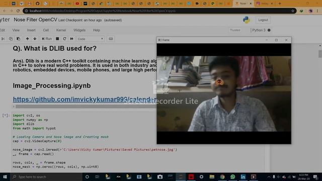 Nose Filter | OpenCV | Python | Vicky kumar || #imvickykumar999 смотреть онлайн