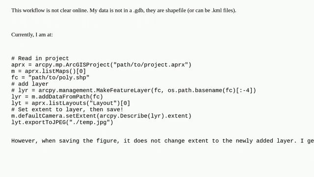 Gis: Adding data to existing .aprx layout and zooming to extent of new data using ArcPy with ArcG.. смотреть онлайн