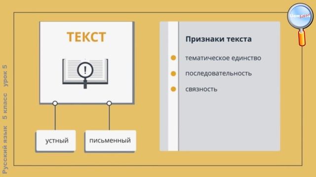 Русский язык 5 класс (Урок№5 - Текст. Тема и основная мысль текста.) смотреть онлайн