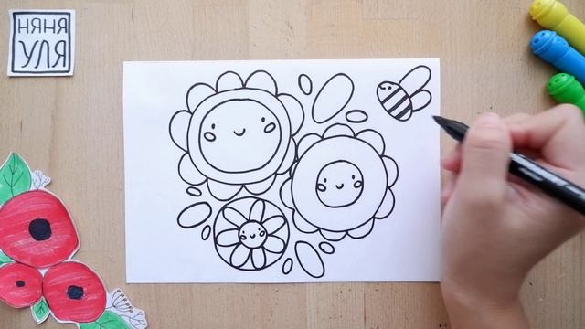 Как нарисовать открытку День матери День Рождения — НЯНЯ УЛЯ рисование для детей смотреть онлайн