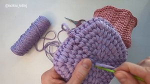 Квадратная корзина (простым узором) из полиэфирного шнура