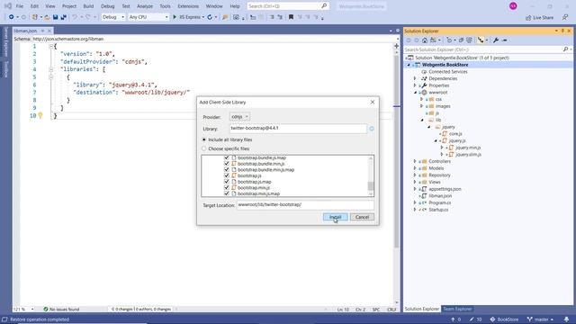 (#21) How to install & use client side library (jQuery & Bootstrap) in asp.net core | LibMan смотреть онлайн