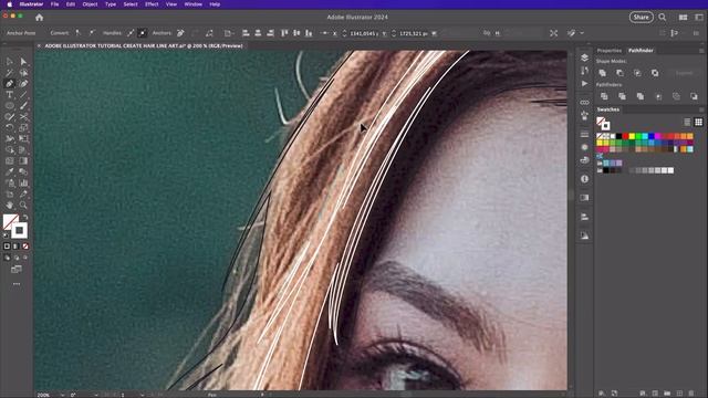 ADOBE ILLUSTRATOR TUTORIAL CREATE HAIR LINE ART смотреть онлайн