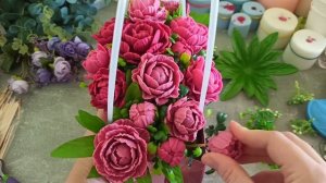 собираю букет из пионов в сумочке. Букет из мыла