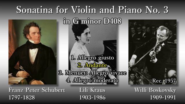 Schubert: Sonatina for Violin and Piano No. 3, Boskovsky & Kraus (1957) シューベルト ソナチネ第3番 смотреть онлайн