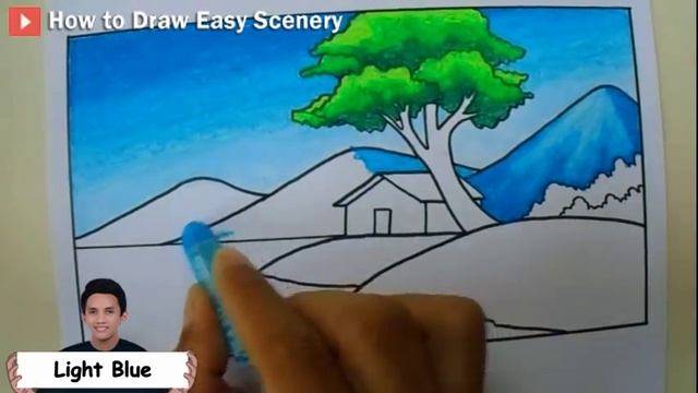 Easy Nature Scenery Drawing for Beginners | How to Draw Simple Scenery of a House in the Beach смотреть онлайн