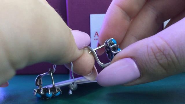 Серьги из капельного серебра с бирюзой