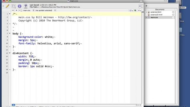 Lynda.com CSS For Developers / 1. CSS Quick Start / 1.2 Using an external style sheet смотреть онлайн