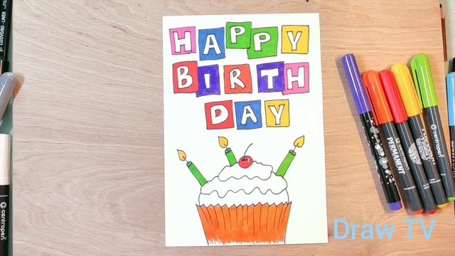 4 идеи открыток на день рождения | 4 easy birthday card Drawing Ideas | DIY открытки. смотреть онлайн
