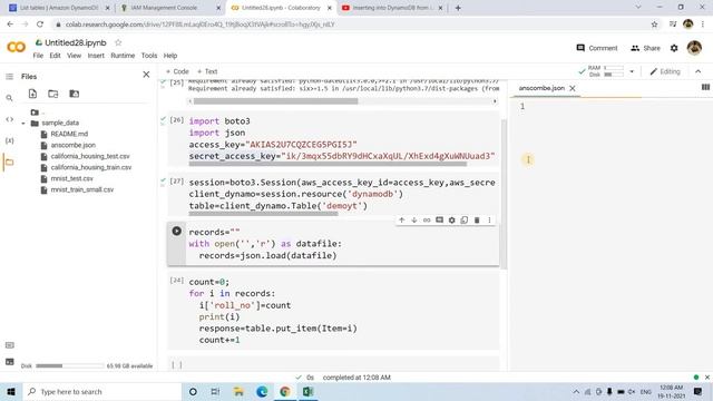 Load JSON file to Dynamo table using boto3 session смотреть онлайн