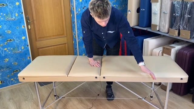 Обзор складной 3х секционной кушетки с регулировкой высоты MS 180х60хРег 65-85 см смотреть онлайн