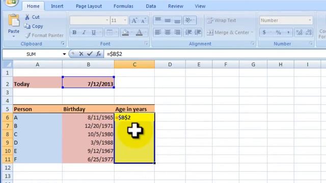 Tutorial, curs video Excel 2007 - Aplicatie, Calcularea varstei in ani смотреть онлайн