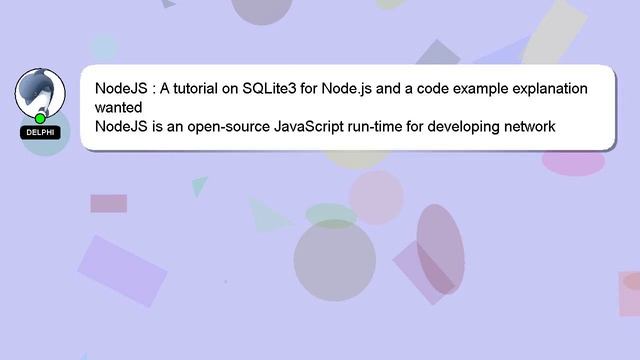 NodeJS : A tutorial on SQLite3 for Node.js and a code example explanation wanted смотреть онлайн