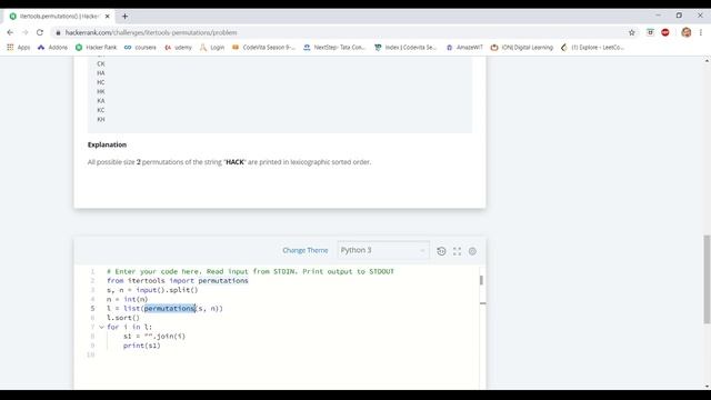 itertools permutations HackerRank | Coding in Lockdown смотреть онлайн