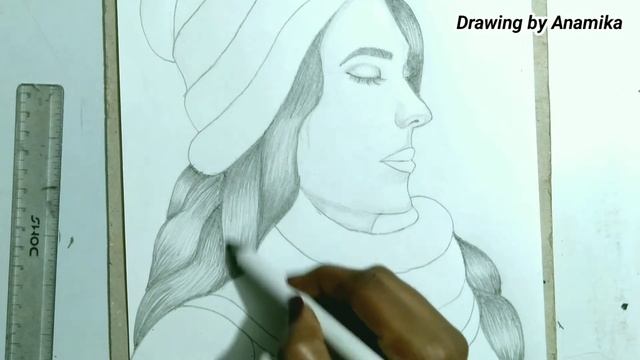 Girl with wearing winter cap and clothes pencil sketch || Girl Painting easy || how to draw girl смотреть онлайн