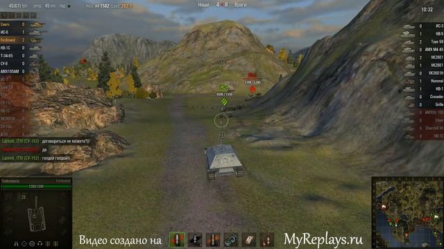 WOT: Фьорды - Ferdinand - 7 фрагов - Дозорный смотреть онлайн