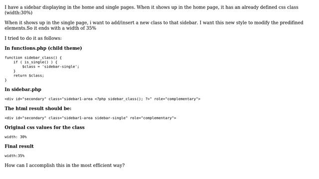 Wordpress: How to add/insert a class to a sidebar in single.php? смотреть онлайн