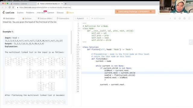 430. Flatten a Multilevel Doubly Linked List - Day 31/31 Leetcode October Challenge смотреть онлайн