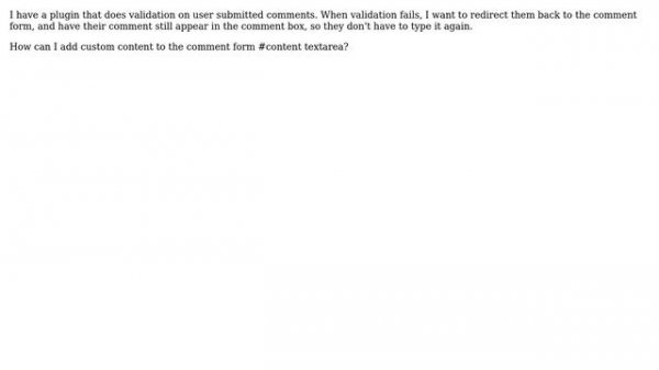 Wordpress: How to add text to comment form #content textarea?