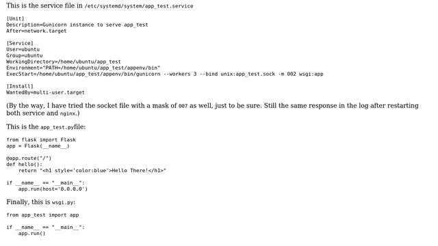 Unix & Linux: Gunicorn + flask + nginx + wsgi error 502 Bad Gateway смотреть онлайн