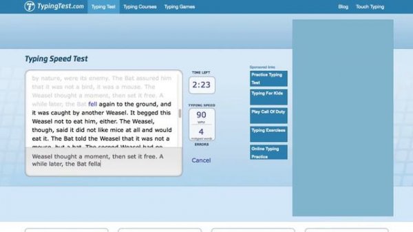 TypingTest.com Typing Test - Aesop's Fables (5 minutes)