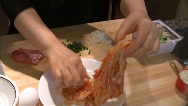 Two kinds of kimchi pancakes (Kimchijeon: 김치전)