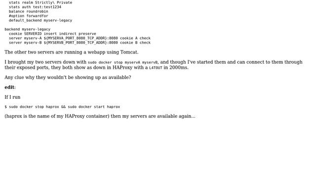 DevOps & SysAdmins: How do I inform HAProxy that my server is back up? смотреть онлайн
