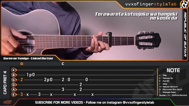 Attack on Titan OP - Guren no Yumiya - Fingerstyle Guitar Cover | TAB Tutorial смотреть онлайн