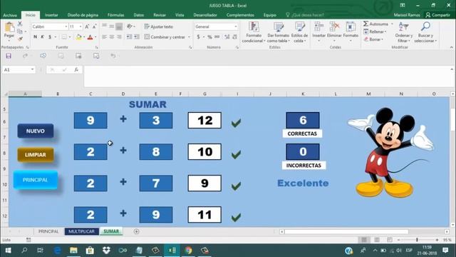 JUEGO TABLAS Y SUMAS EN EXCEL смотреть онлайн