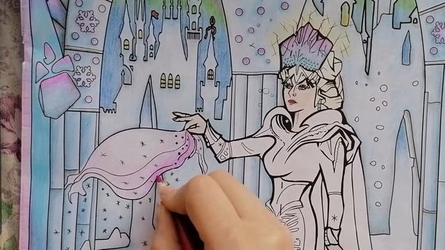 Раскраска антистресс. Снежная королева. Северное сияние Часть 5 смотреть онлайн