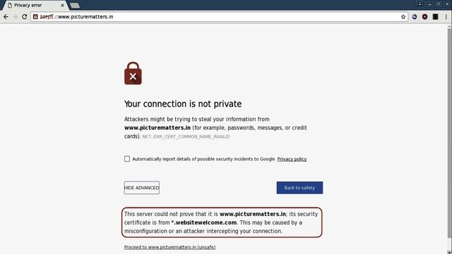 SSL Certificate Error - Name Mismatch Error (NET::ERR_CERT_COMMON_NAME_INVALID) смотреть онлайн