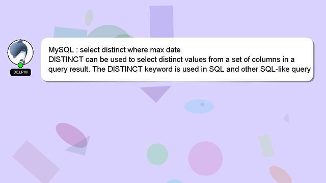MySQL : select distinct where max date смотреть онлайн