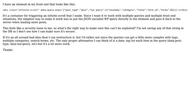 Wordpress: How to properly sanitize/secure a WP Query coming from the front end? смотреть онлайн