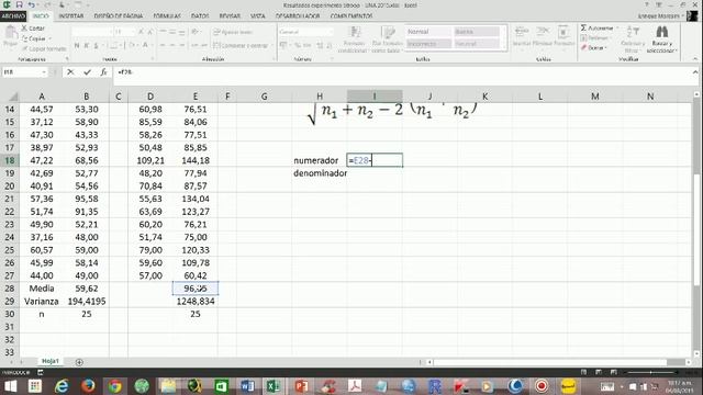 Cálculo de la Prueba t de diferencia de medias en excel смотреть онлайн
