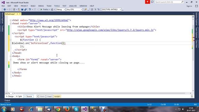 Show Alert Message while leaving(closing) from webpage using jquery or javascript смотреть онлайн