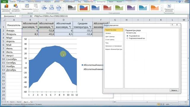 Диаграмма в Excel. ч.2. "Климатическая диаграмма" смотреть онлайн