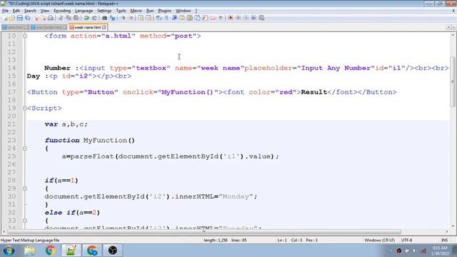 Make By Java Script || Weeks Name || Web developer language смотреть онлайн